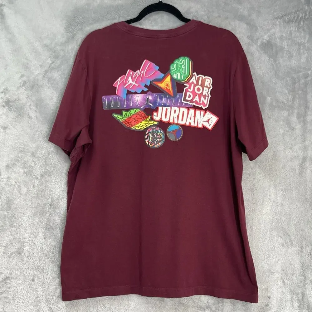 Nike‎ Jordan Sticker Mash Logo T-Shirt Mens XL Maroon